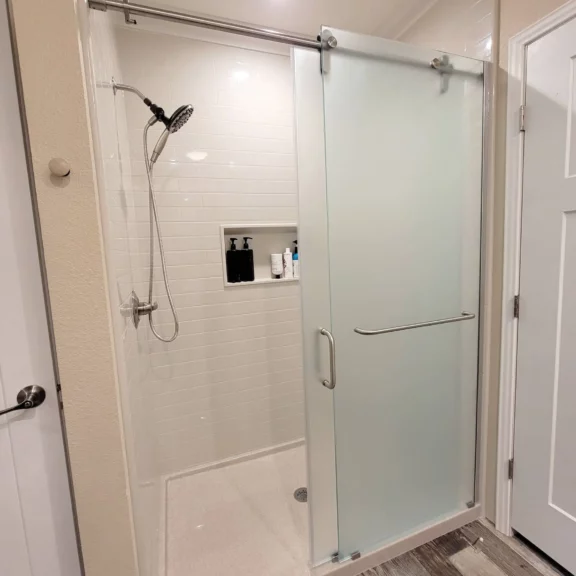 onyx shower with barn door