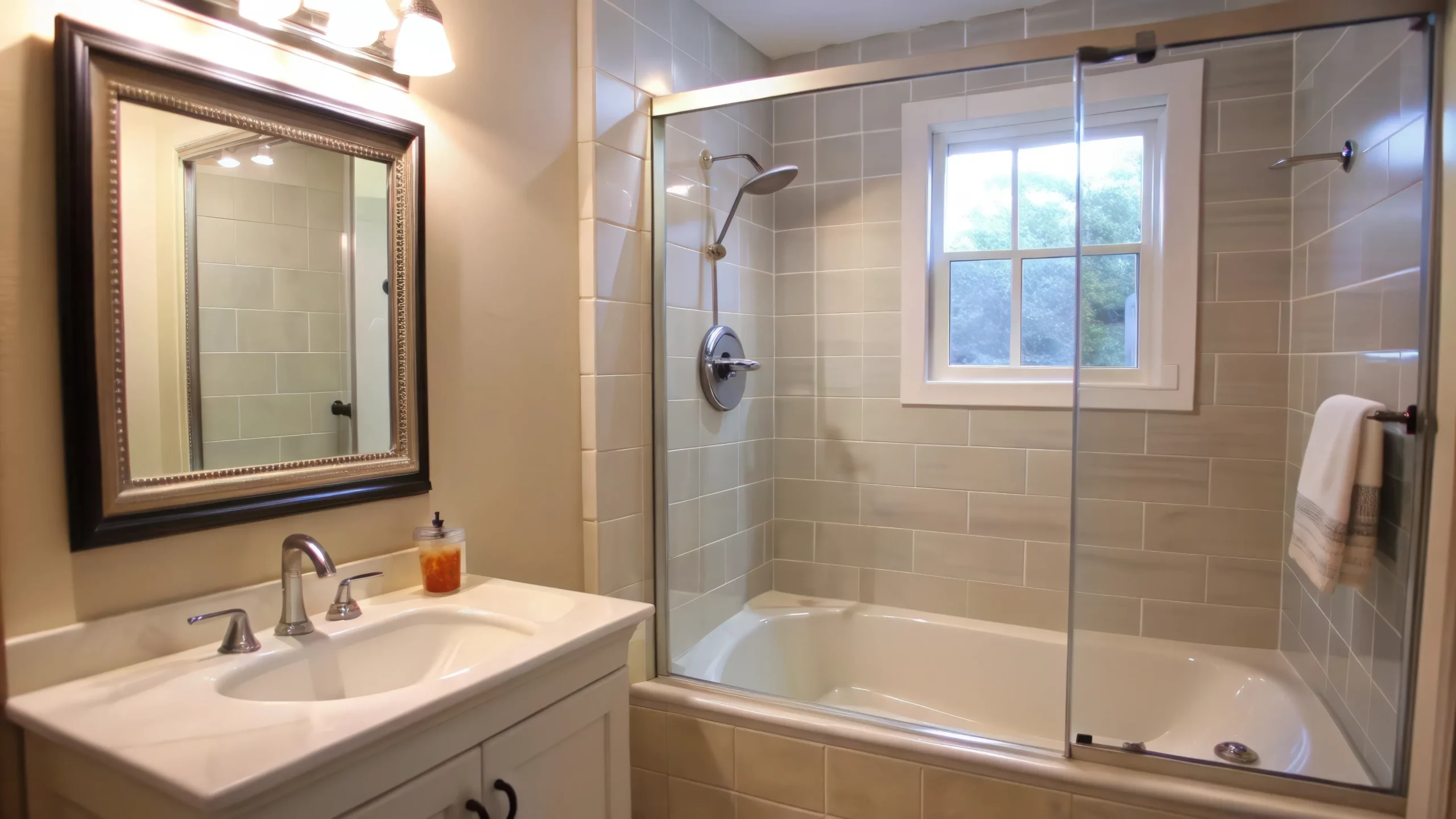 Bathtub with newly installed shower